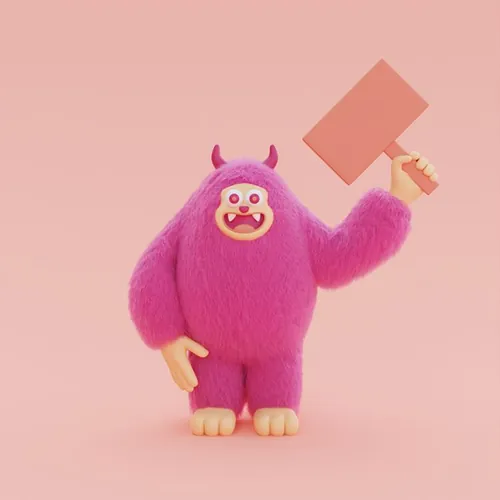 高质量三维渲染憨态可掬的卡通雪人Yeti高清背景图片素材