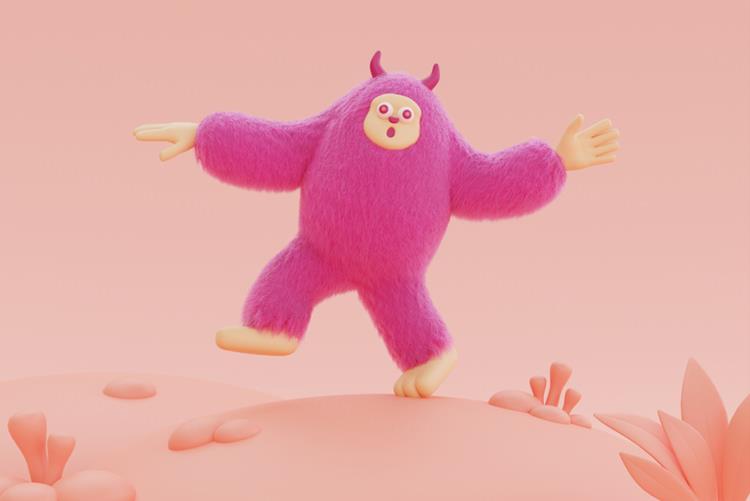 高质量三维渲染憨态可掬的卡通雪人Yeti高清背景图片素材