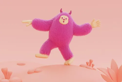 高质量三维渲染憨态可掬的卡通雪人Yeti高清背景图片素材