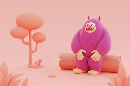 高质量三维渲染憨态可掬的卡通雪人Yeti高清背景图片素材