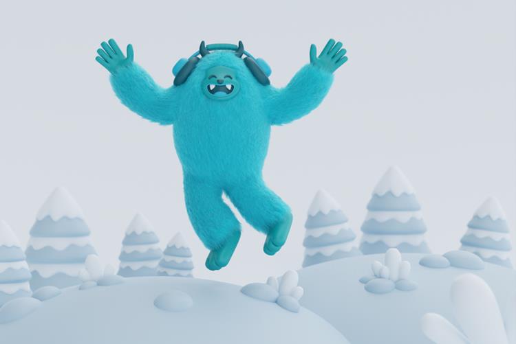 高质量三维渲染憨态可掬的卡通雪人Yeti高清背景图片素材