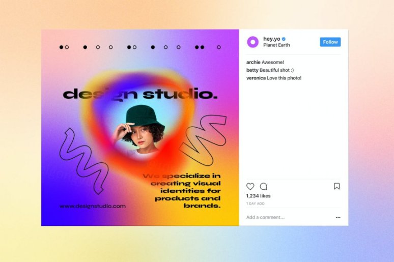 现代潮流Ins颗粒感渐变背景海报排版模板 Gradient Insta