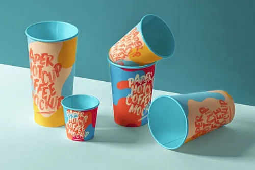 一次性纸杯套样机 Psd Paper Cup Set Mockup