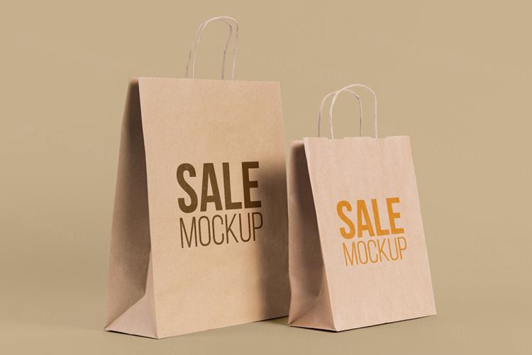 纸袋购物袋环保袋品牌设计贴图样机PSD模板 Paper bag concept with mock-up