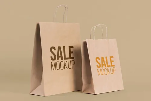 纸袋购物袋环保袋品牌设计贴图样机PSD模板 Paper bag concept with mock-up