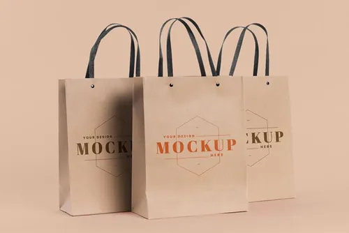 纸袋购物袋环保袋品牌设计贴图样机PSD模板 Paper bag concept with mock-up