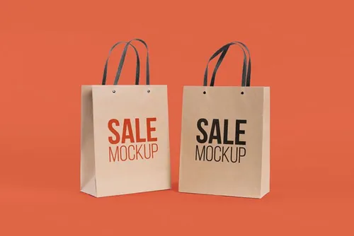 纸袋购物袋环保袋品牌设计贴图样机PSD模板 Paper bag concept with mock-up