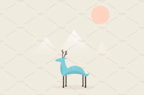 简笔画鹿矢量形状设计素材Deer4