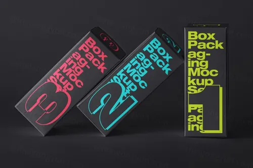 矩形包装盒样机 Psd Rectangle Box Mockup Set