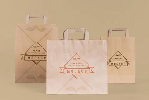 纸袋购物袋环保袋品牌设计贴图样机PSD模板 Paper bag concept with mock-up