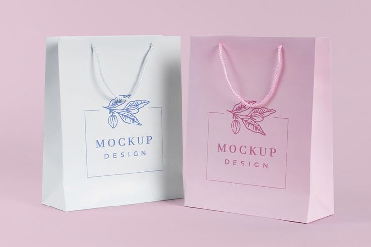 纸袋购物袋环保袋品牌设计贴图样机PSD模板 Paper bag concept with mock-up