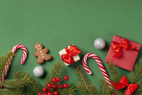 极简圣诞节主题装饰元素4K高清绿色背景设计素材 christ