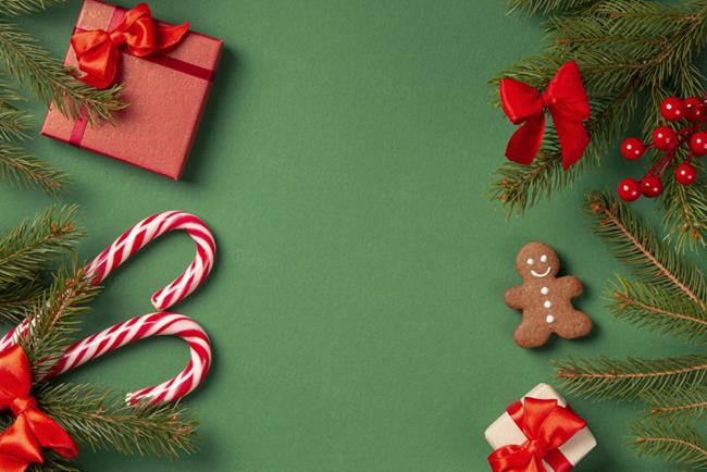 极简圣诞节主题装饰元素4K高清绿色背景设计素材 christ