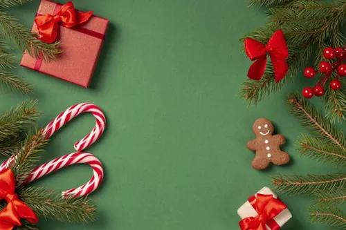 极简圣诞节主题装饰元素4K高清绿色背景设计素材 christ