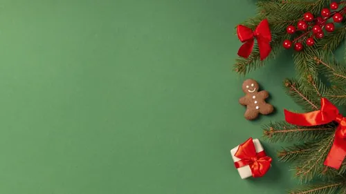 极简圣诞节主题装饰元素4K高清绿色背景设计素材 christ