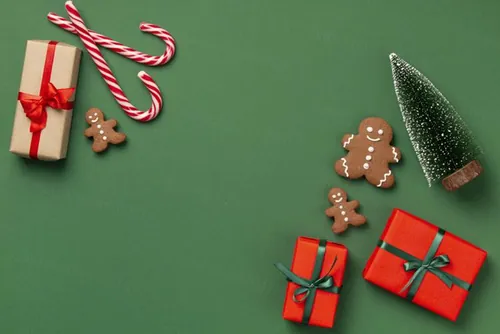 极简圣诞节主题装饰元素4K高清绿色背景设计素材 christ