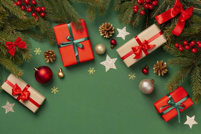 极简圣诞节主题装饰元素4K高清绿色背景设计素材 christ