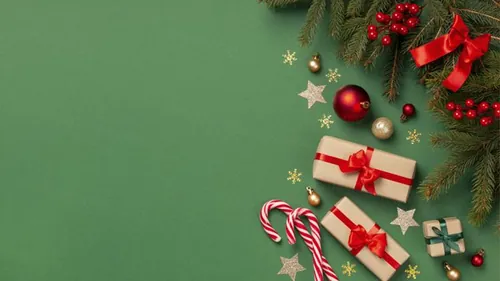 极简圣诞节主题装饰元素4K高清绿色背景设计素材 christ