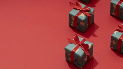 极简圣诞节礼盒礼品盒包装盒装饰元素4K高清背景设计素材 ch