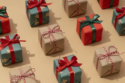 极简圣诞节礼盒礼品盒包装盒装饰元素4K高清背景设计素材 ch