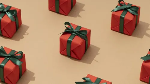 极简圣诞节礼盒礼品盒包装盒装饰元素4K高清背景设计素材 ch
