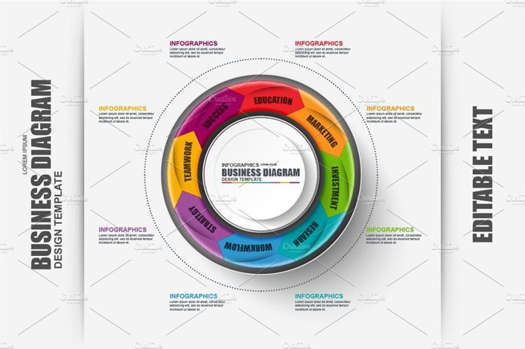 商业卡片信息图表ppt素材 Business Circle Diagram