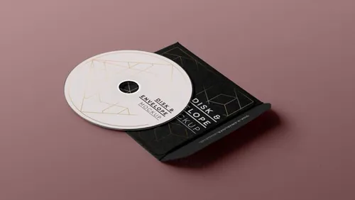 光碟唱片包装模型PSD贴图模板Psd CD Disk Sleeve Mock Up
