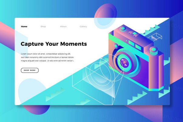 时尚绚丽的2.5D等轴等距摄影相机photography-captur