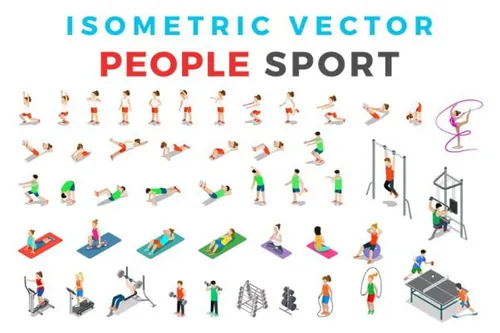 高品质的高端时尚2.5D多角度矢量运动健身瑜伽锻炼vector-spo