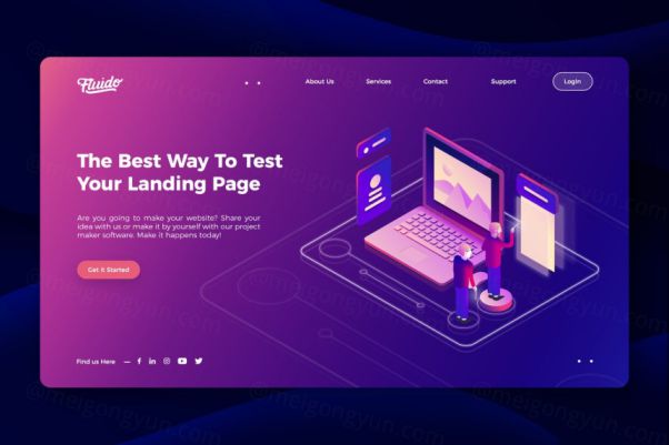 2018流行色渐变等距概念巨无霸网页2.5D头图corporate-h