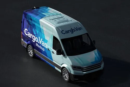 面包车展示样机的正面 Psd Vinyl Van Wrapping Mockup Vol2