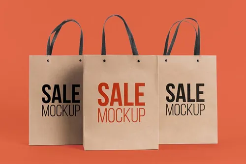 纸袋购物袋环保袋品牌设计贴图样机PSD模板 Paper bag concept with mock-up