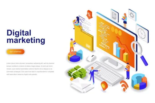 数字营销等距概念巨无霸网页digital-marketing