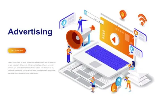 广告和促销等距的概念巨无霸网页advertising-and-prom