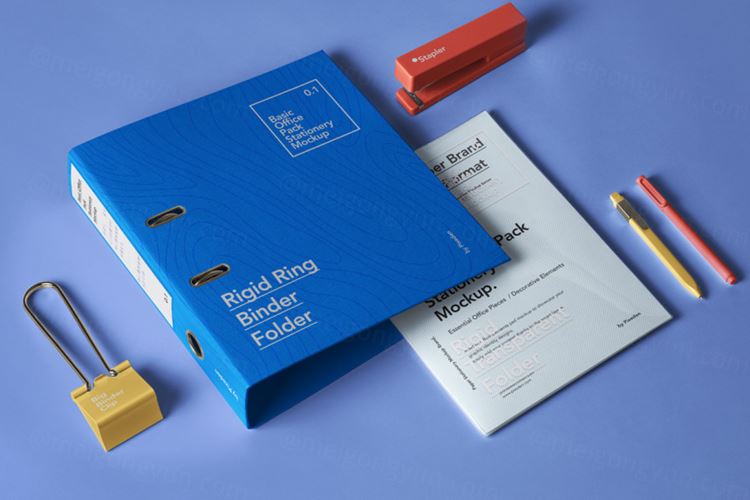 一组精美的基本psd文具模型办公室用品样机 Office Pack Psd Stationery Mockup