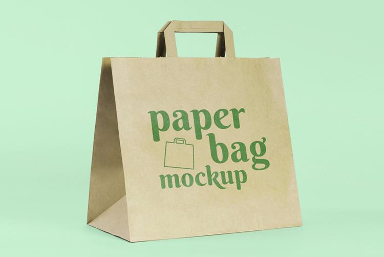 纸袋购物袋环保袋品牌设计贴图样机PSD模板 Paper bag concept with mock-up