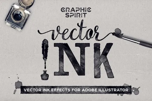 黑色墨水效果矢量图 Illustrator Black In