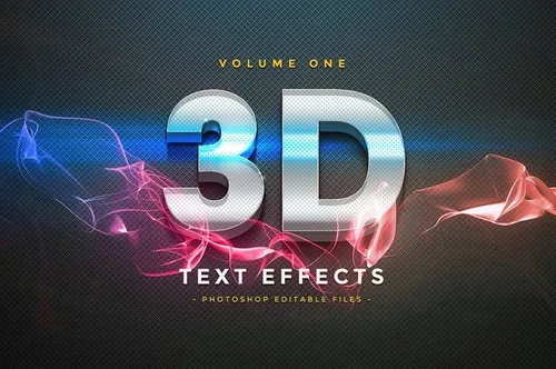 3D文本设计效果图层样式v1 3D Text Effects