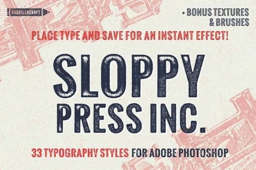 怀旧纹理图层样式 Sloppy Press Inc
