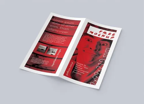 折页传单模型PSD贴图模板Set of Bi-fold Flyer Mockups