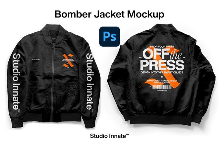 飞行员夹克外套丝网印刷服装设计贴图样机模板 Bomber Jacket - Mockup Bundle