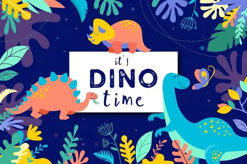 可爱的恐龙插图设计工具包 it’s DINO time cu
