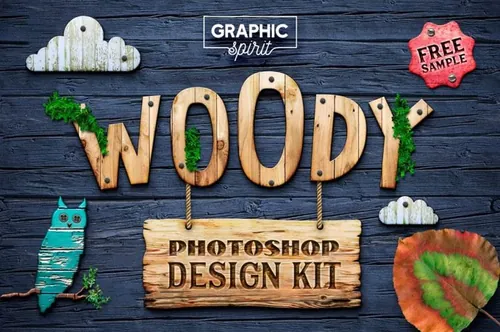 创意木质图层样式 WOODY Creative Toolki