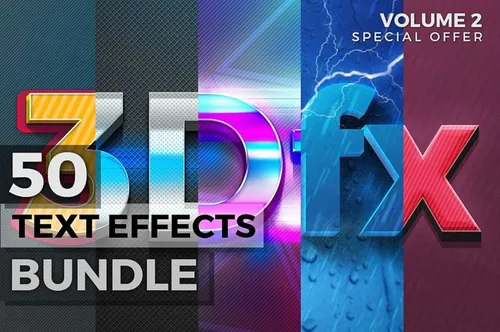 酷炫的文字文本效果包 50 Text Effects Bun