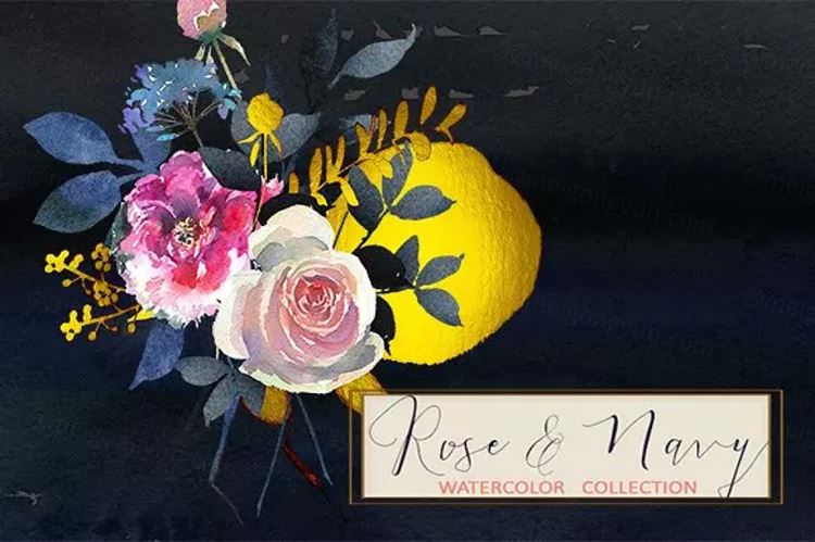 水彩玫瑰牡丹剪贴画 Watercolor Roses Peo