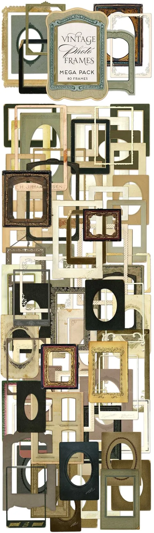 复古古董相框框架设计素材 Vintage-Photo-Frames-Mega-Pack