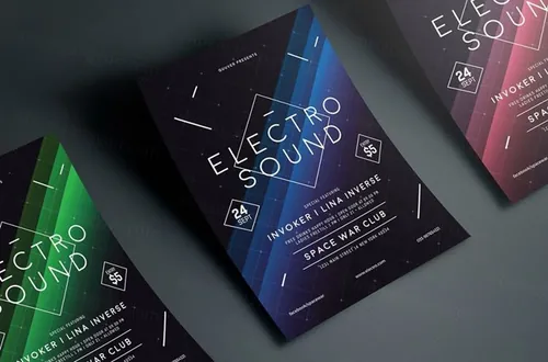 空间感的电子音乐海报模板 Electro Space