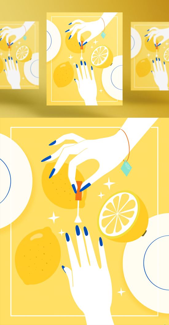 夏日美女美甲指甲脚趾修脚矢量插画素材