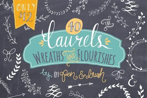 森系小清新手绘树叶花环剪贴画 Laurels  Wreath