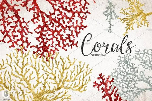 深海类波光粼粼海洋珊瑚生物插画 Sparkling cora
